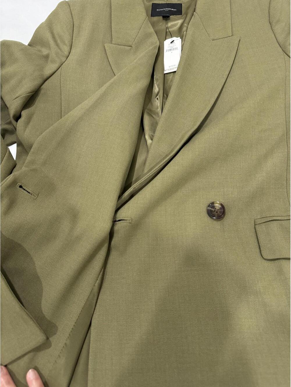 NWT Banana Republic Khaki Green Relaxed Fit Double Breasted Boyfriend Blazer 8 - Picture 6 of 9
